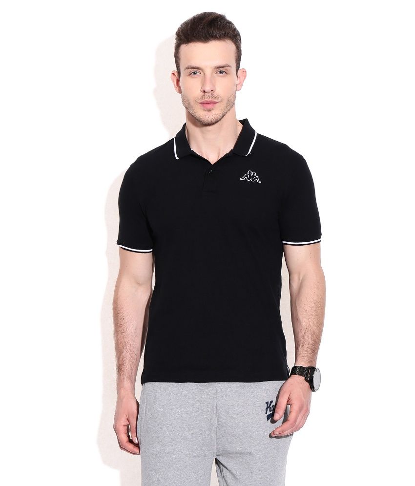 Kappa Black Cotton Blend Round Neck T-shirts - Buy Kappa Black Cotton ...