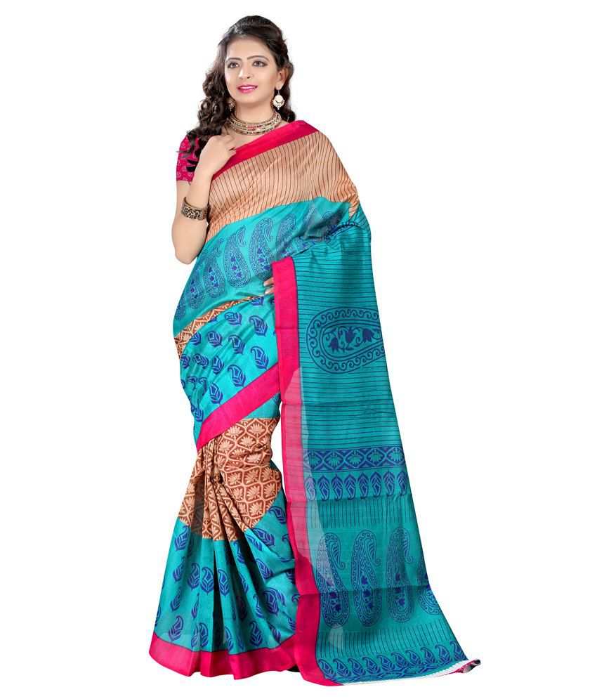 Geeta Sarees Multi Color Bhagalpuri Silk Saree Buy Geeta Sarees Multi Color Bhagalpuri Silk