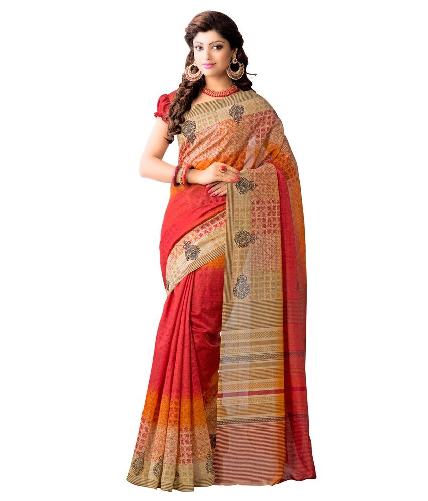 Inddus Red Bhagalpuri Silk Saree Buy Inddus Red Bhagalpuri Silk Saree 0602