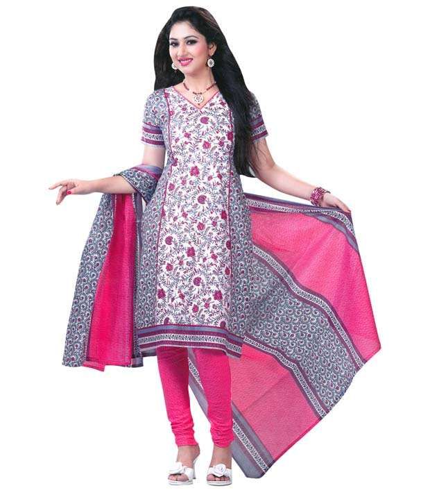 Shree Ganesh Multicoloured Cotton Unstitched Dress Material - Buy Shree Ganesh Multicoloured 