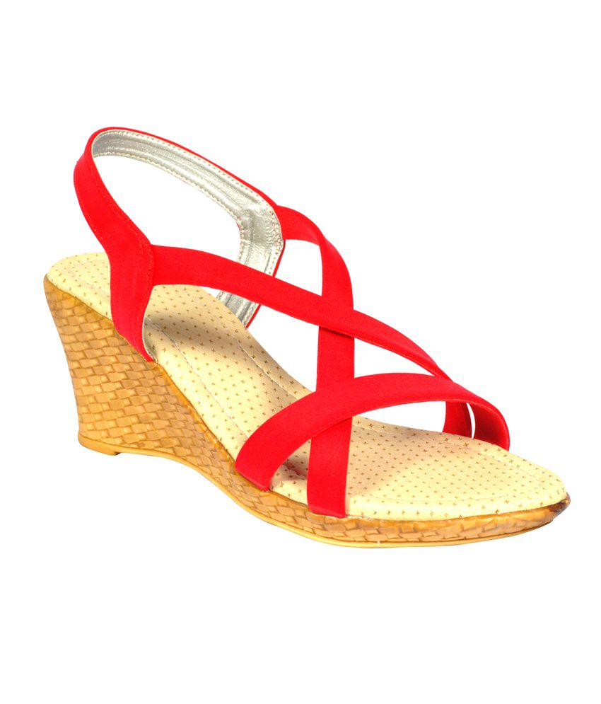 healthy footware red wedge sandals size 5.5