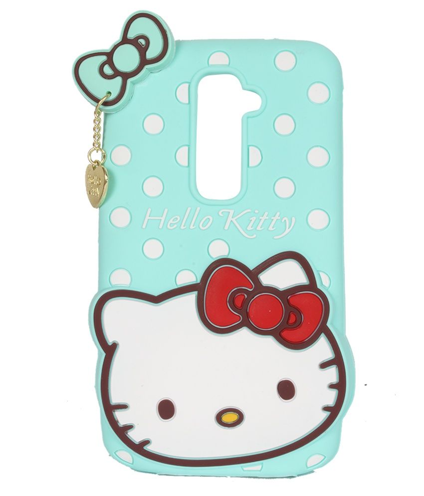 Fuson Premium Hello Kitty Girly Designer Soft Silicon Back Case Cover For Lg G2 Light Green 