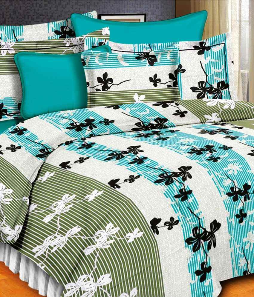 Pride Green Cotton Double Bedsheet With 2 Pillow Cover Buy Pride