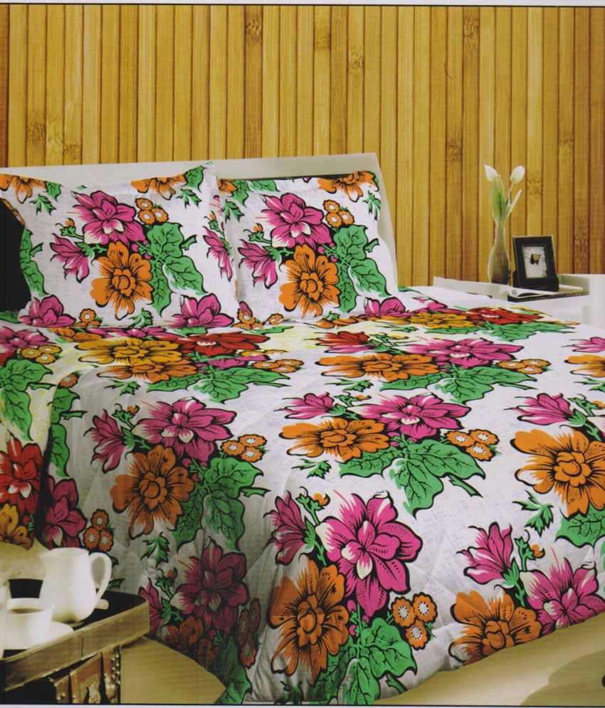 Portico Double Bedsheet With 2 Pillow Coversmulti Buy Portico Double