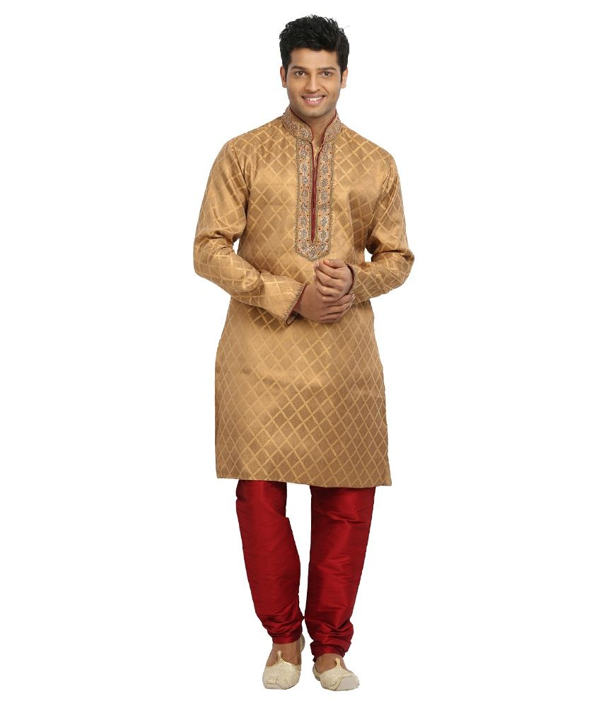 Runako Golden Kurta Pajama - Buy Runako Golden Kurta Pajama Online at