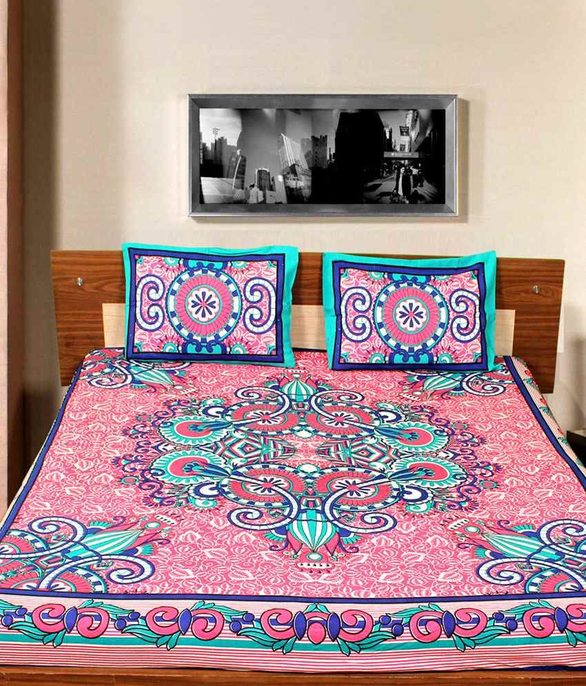 Jaipuri Sanganeri 100 Cotton Bedsheets Set Of 7 Free Bedsheet