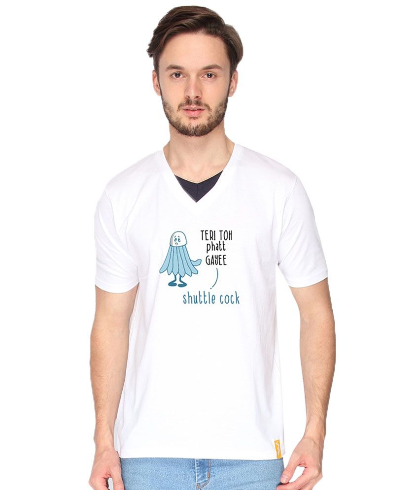 Campus Sutra Shuttle Cock White T Shirt Buy Campus Sutra Shuttle Cock 