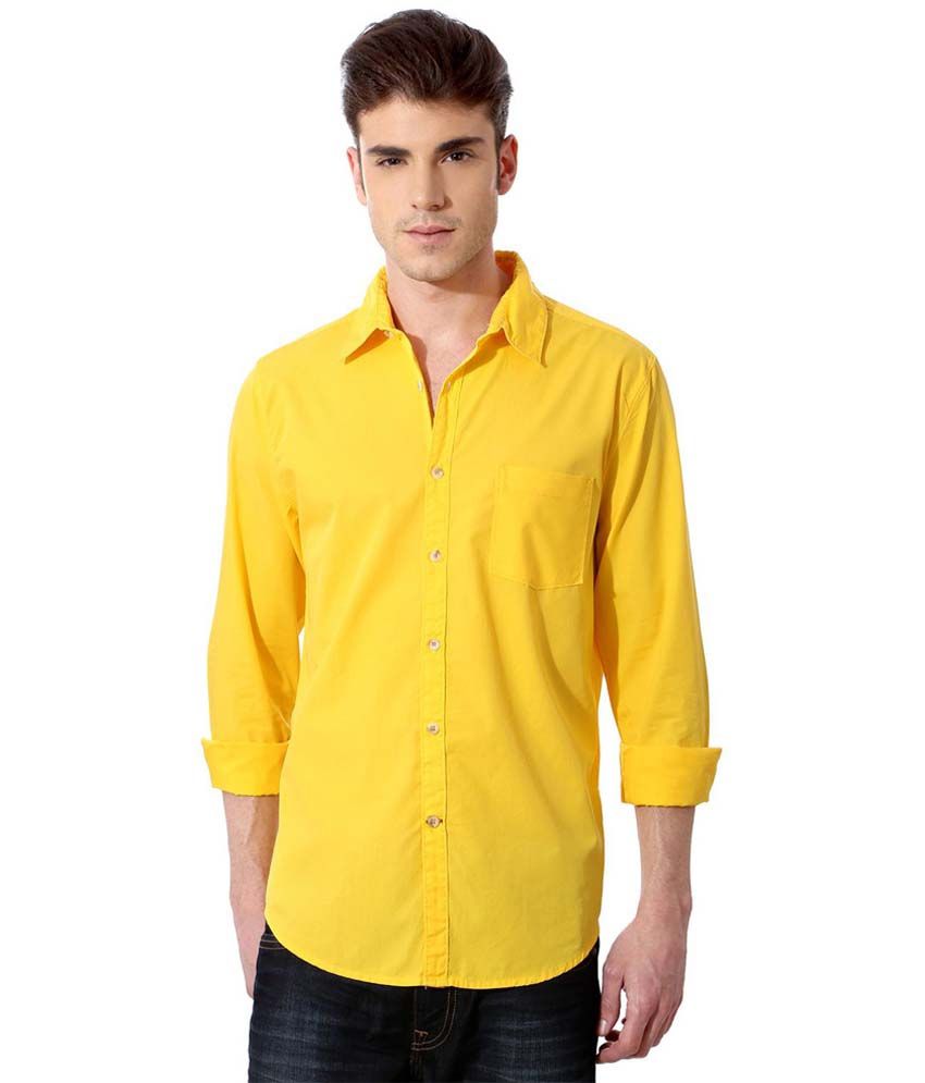 Yepiyes Fashions Yellow Cotton Blend Full Sleeves Formal Shirt - Buy ...