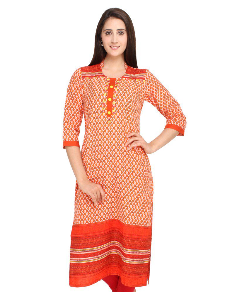 Jashn Traditional Wear Orange Kurti Price in India - Buy Jashn ...