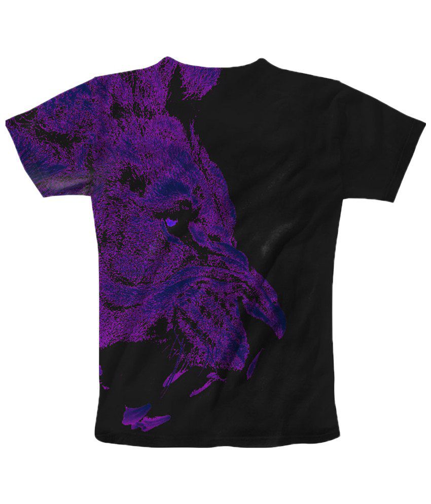 Freecultr Express Purple & Black Lion Half Sleeves T Shirt - Buy ...