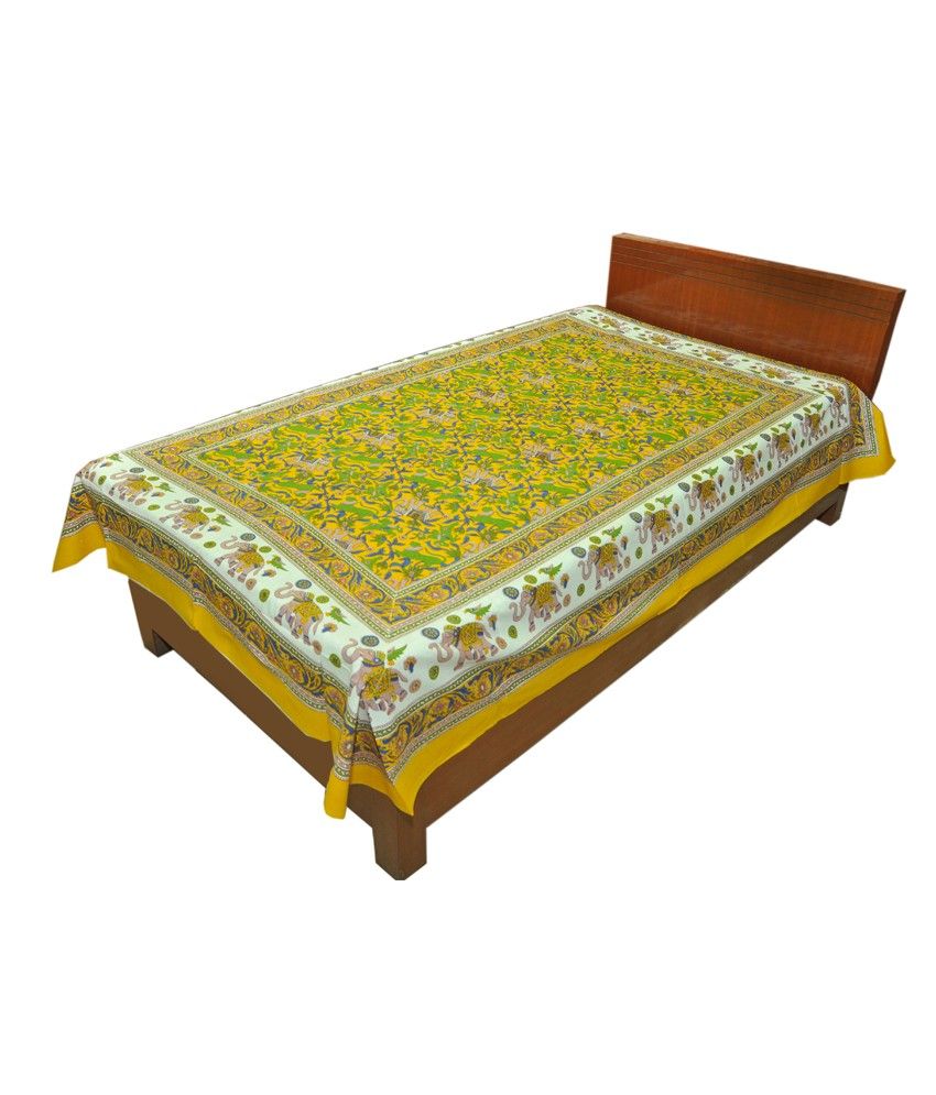 Shop Rajasthan Jaipuri Print Multicolour Cotton Single Bed Sheets (Set