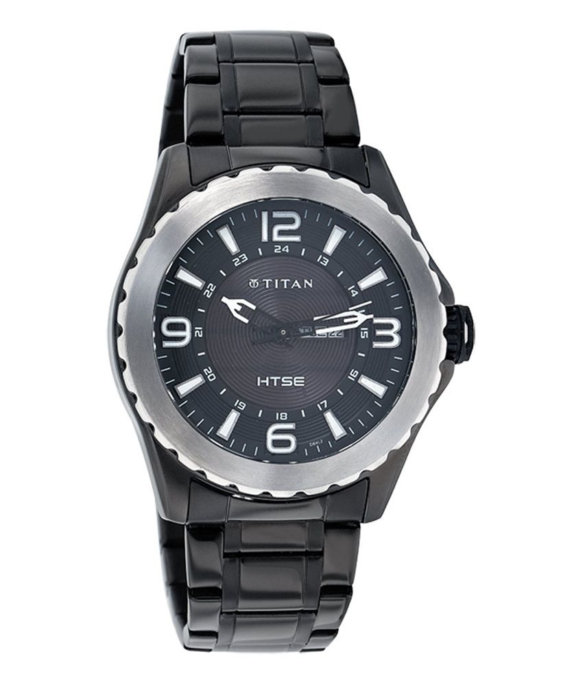 Titan Black and Black Metal Casual Watch NE1572KM02 - Buy Titan Black