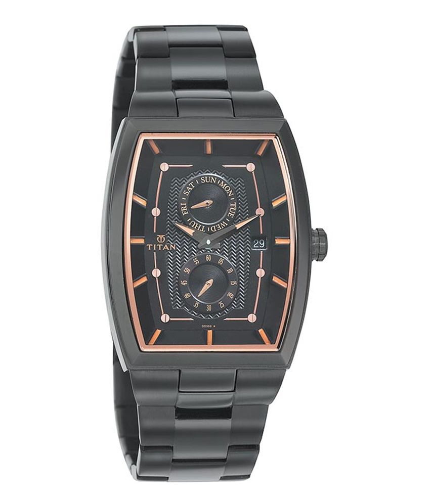 Titan Black and Black Metal Casual Watch 1625NM01 - Buy Titan Black and