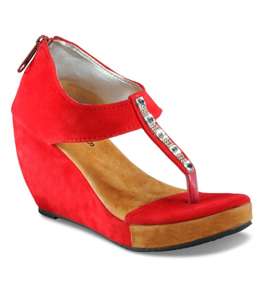 wide fit red heeled sandals