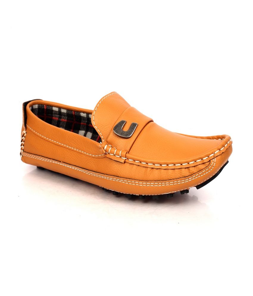 Finax Orange Synthetic Leather Loafer 