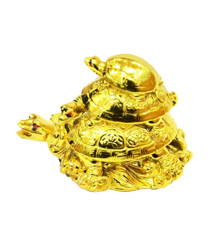     			Anjalika Three Tiered Feng Shui Tortoises Gold