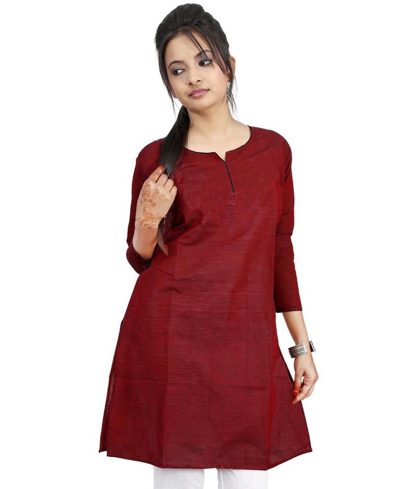 maroon colour plain kurti