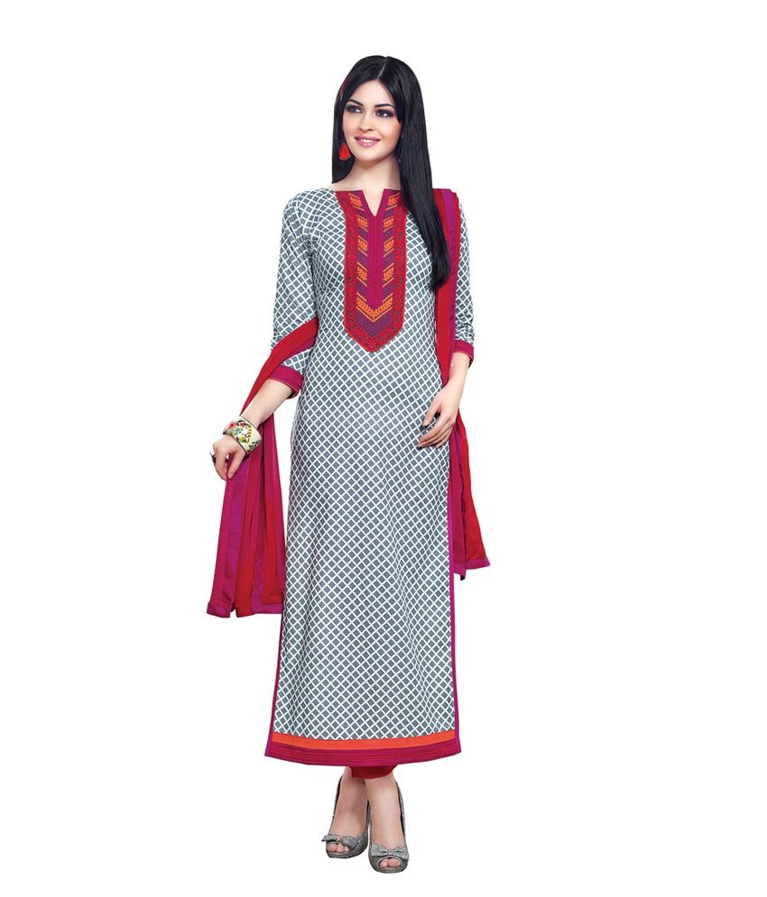 ISHIN Prints Gray Cotton Unstitched Dress Material Buy ISHIN Prints