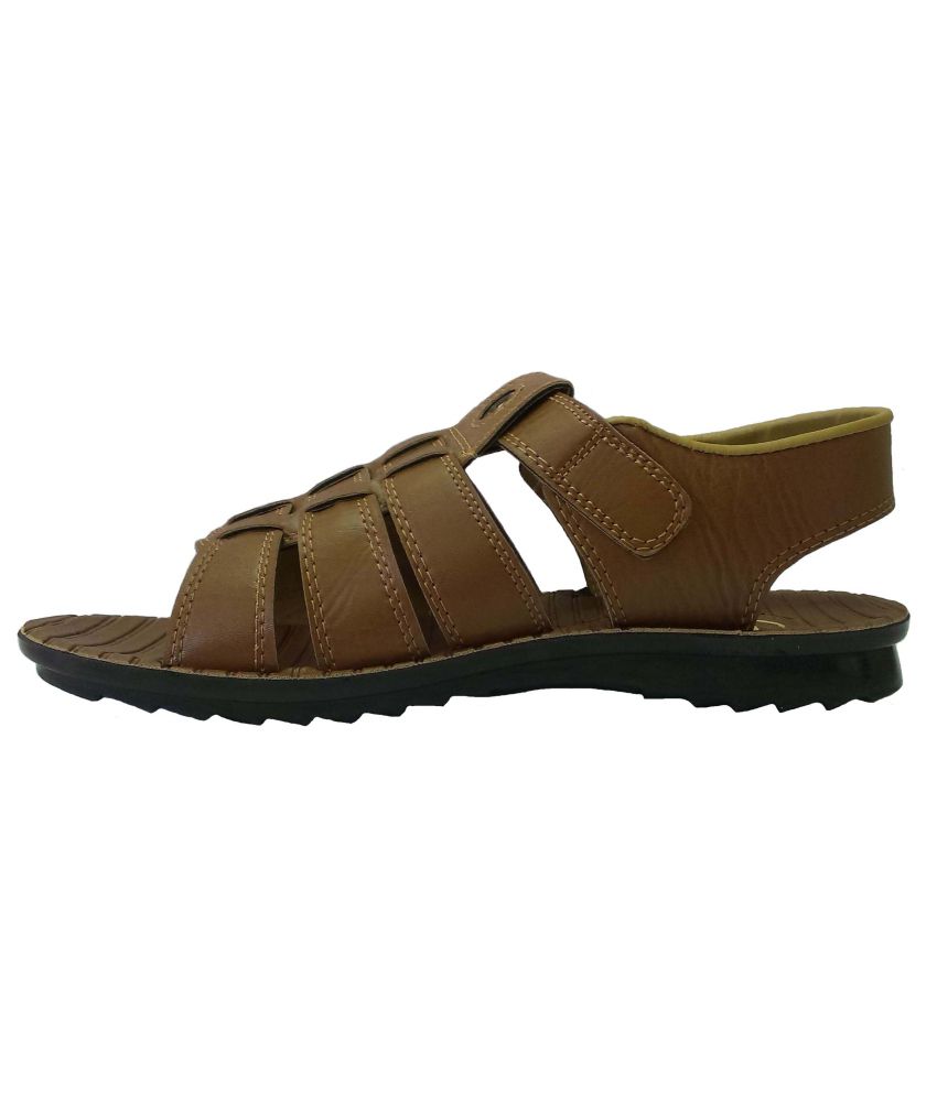 Bata Brown Faux Leather Sandals For Men - Buy Bata Brown Faux Leather ...