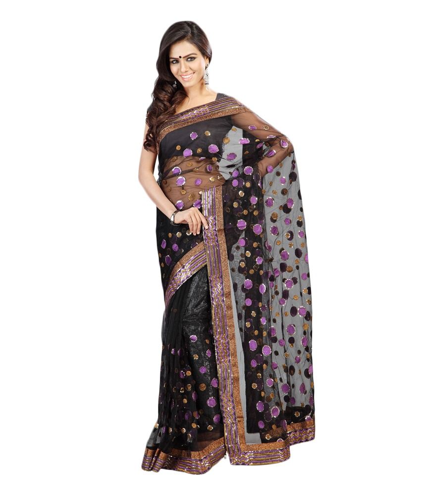 black colour net sarees
