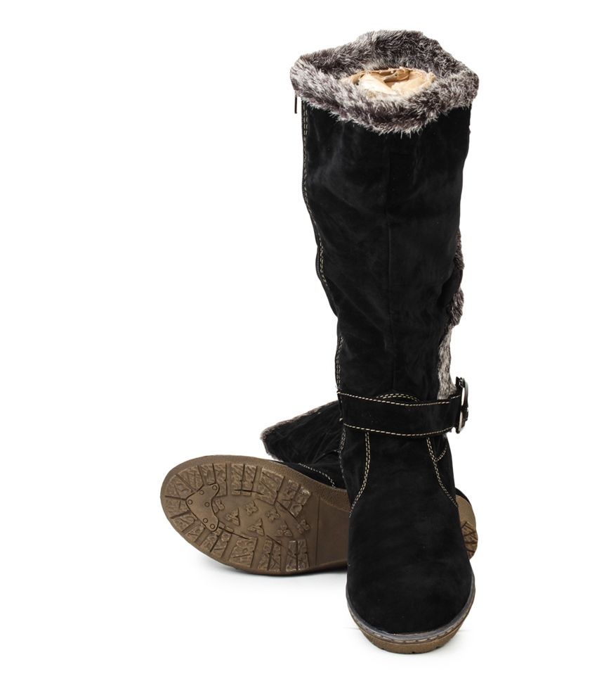 flat knee length suede boots