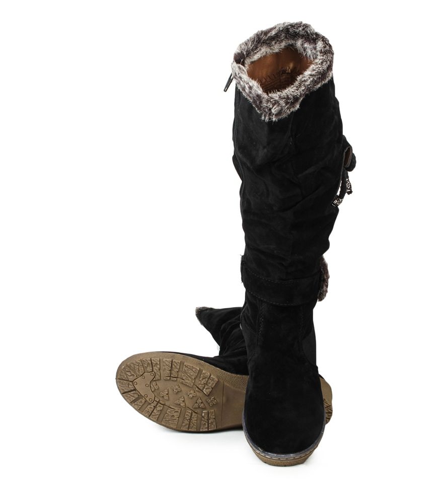 flat knee length suede boots