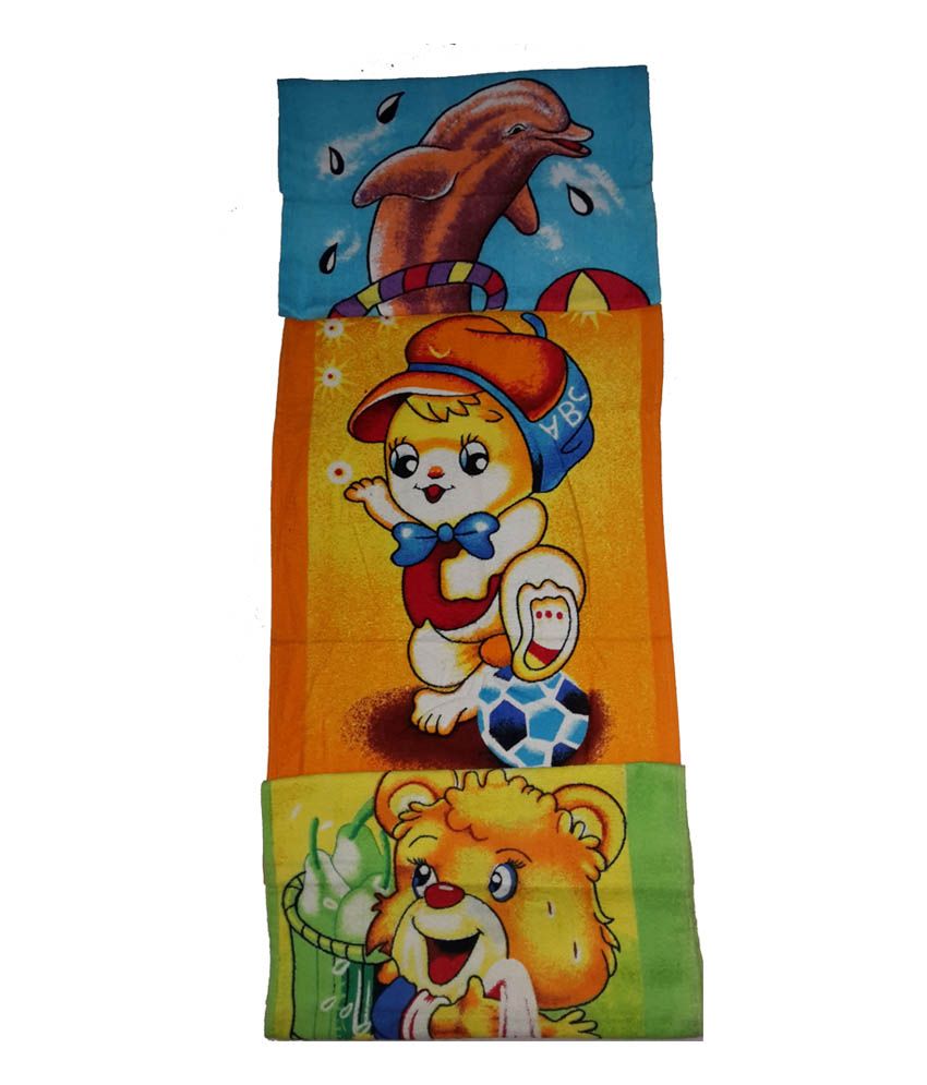 Ganesh Traders Set of 3 Cotton Towels Blue Buy Ganesh Traders Set