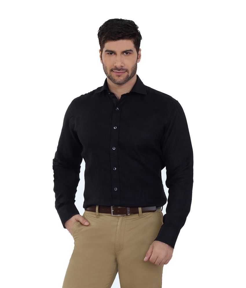 The Stiff Collar Black Linen Regular Formal Shirt For Men - Buy The ...