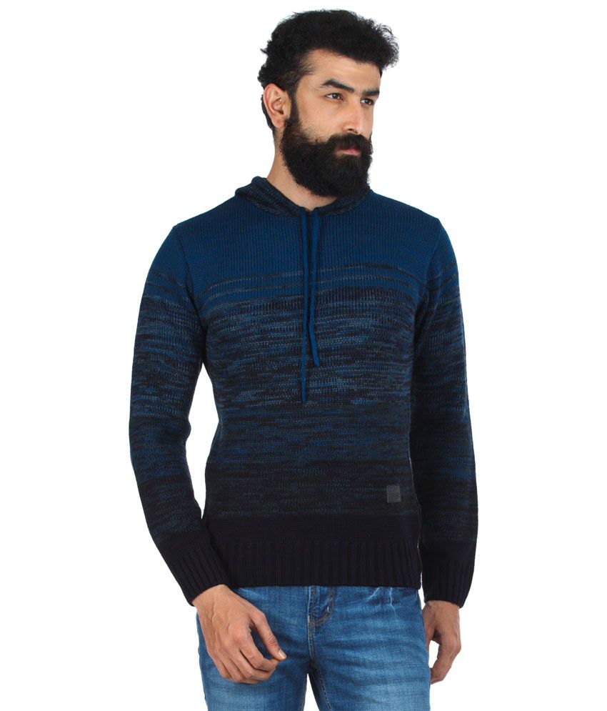 Zovi Regular Fit Blue Full Sleeved Pullover - Buy Zovi Regular Fit Blue ...