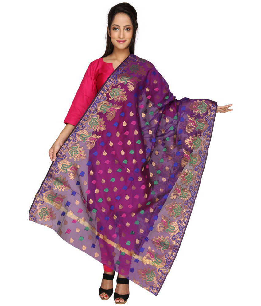 Dupatta Bazaar Multicolour Silk Banarasi Dupatta For Women Price in ...