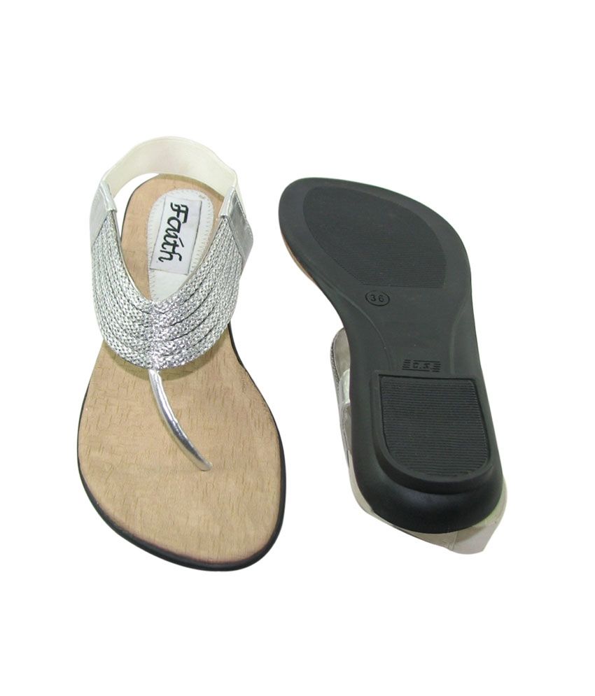 faith wide fit silver sandals