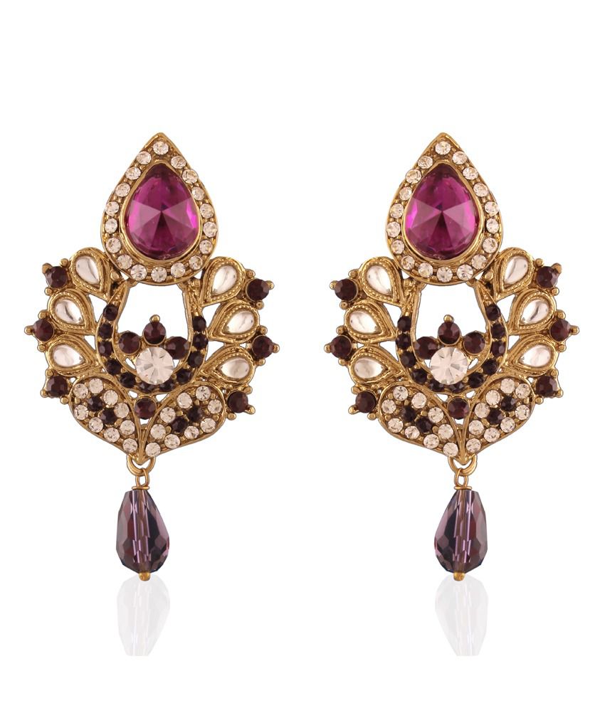 I Jewels Gold Plated Purple Drop Earrings - Buy I Jewels Gold Plated ...