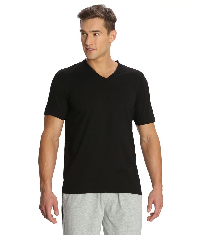 Jockey Black Cotton V-Neck T-Shirts 