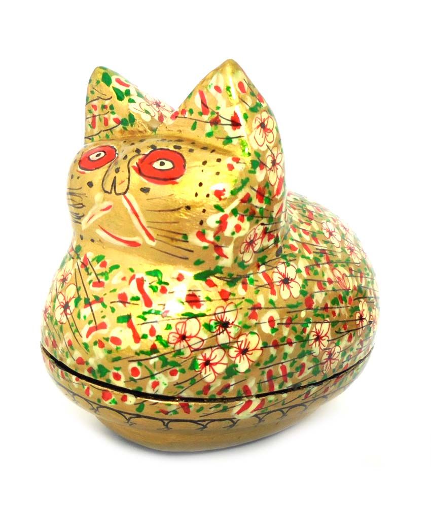 Ageless Azyra Kashmir Paper Mache Cat Shape Jewellery Box - 4 inches ...