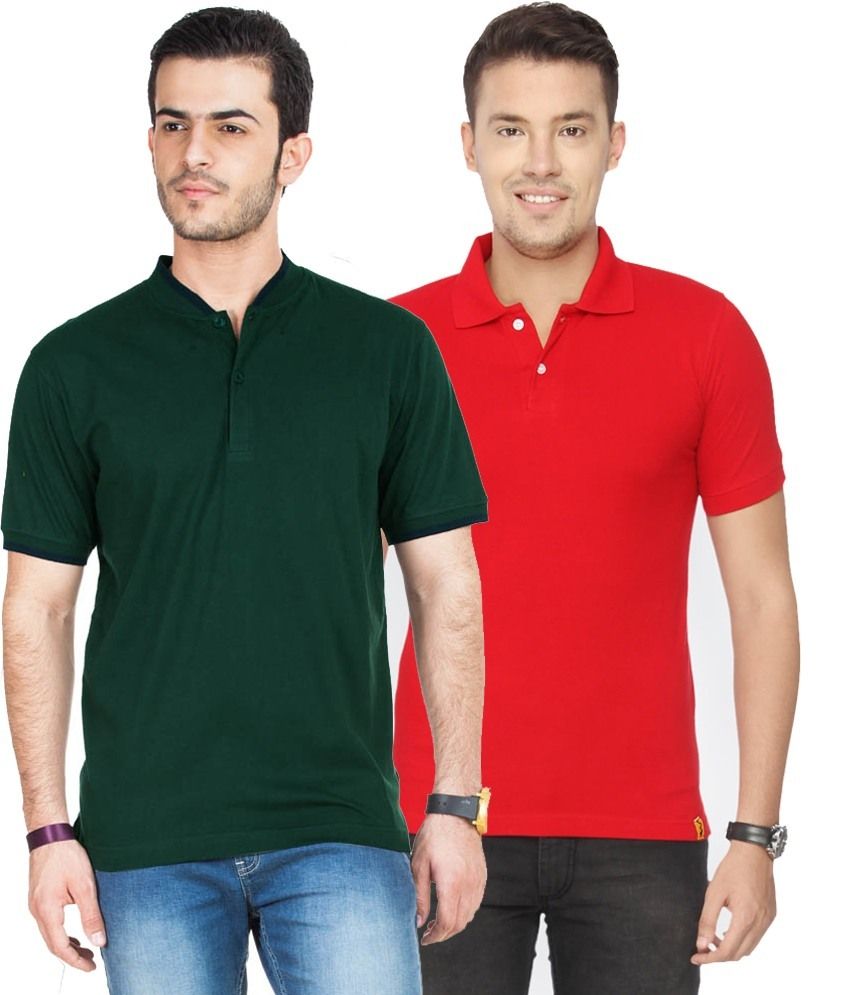     			Concepts Pack Of Bottle Green And Red Polo T Shirts Pack of 2 T-shirts