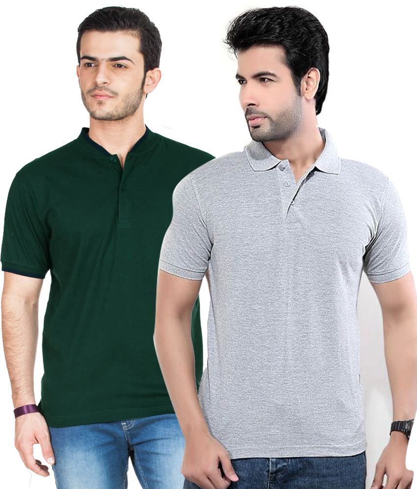     			Concepts Pack Of Grey And Bottle Green Polo T Shirts Pack of 2 T-shirts