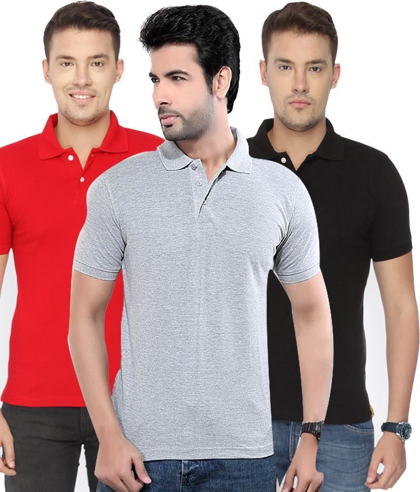     			Concepts Pack Of Red, Black,gray Polo T-shirts Pack of 3 T-shirts