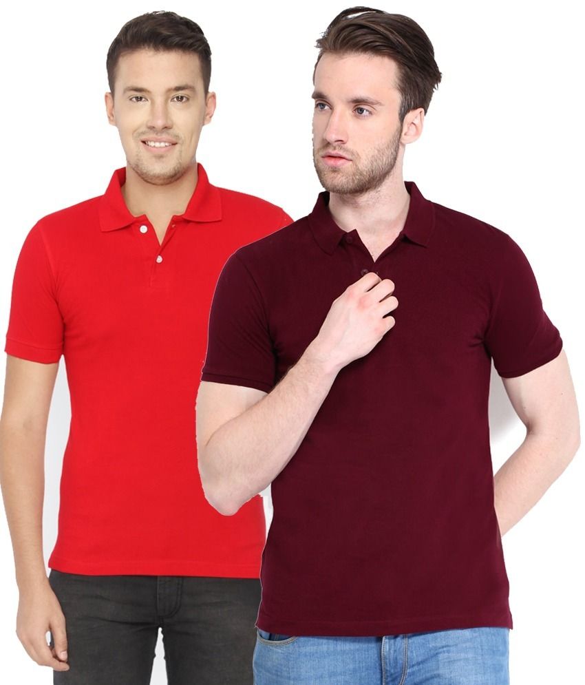     			Concepts Pack Of Red And Maroon Polo T Shirts Pack of 2 T-shirts