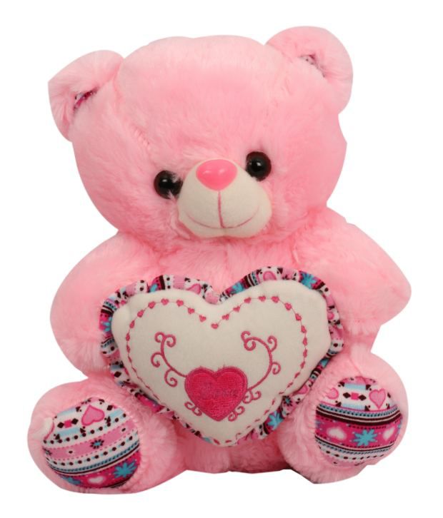     			Tickles Pink Cute Teddy Sitting with Heart Stuffed Soft Plush Toy Love Girl 26 cm (Color May Vary)