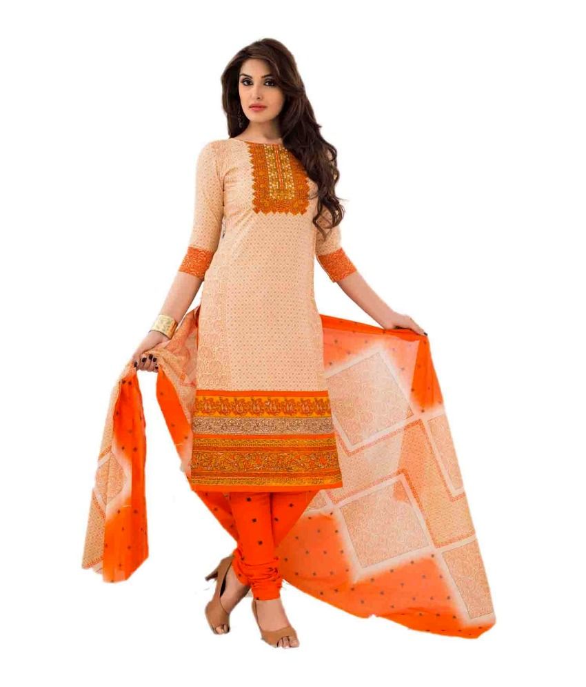 Sachi Multi Color Cotton Unstitched Dress Material - Buy Sachi Multi Color Cotton Unstitched 