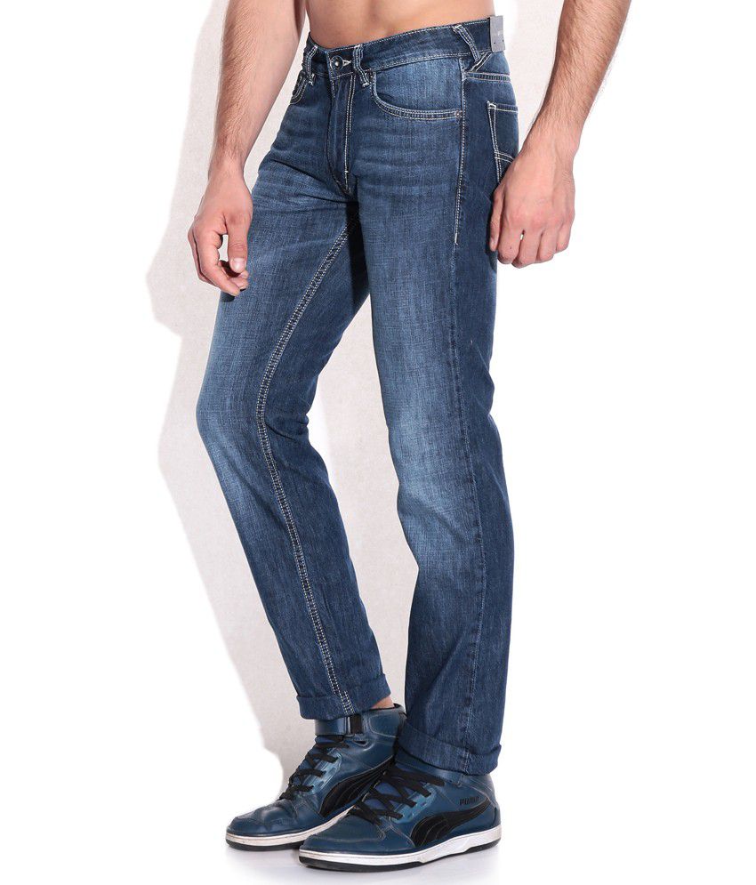 GAS Blue Straight Fit Jeans - Buy GAS Blue Straight Fit Jeans Online at ...