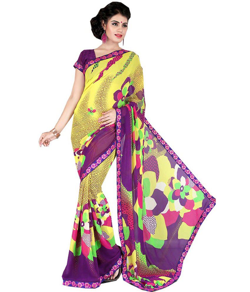 Devi Silk Mills Multicoloured Georgette Saree - Buy Devi Silk Mills ...