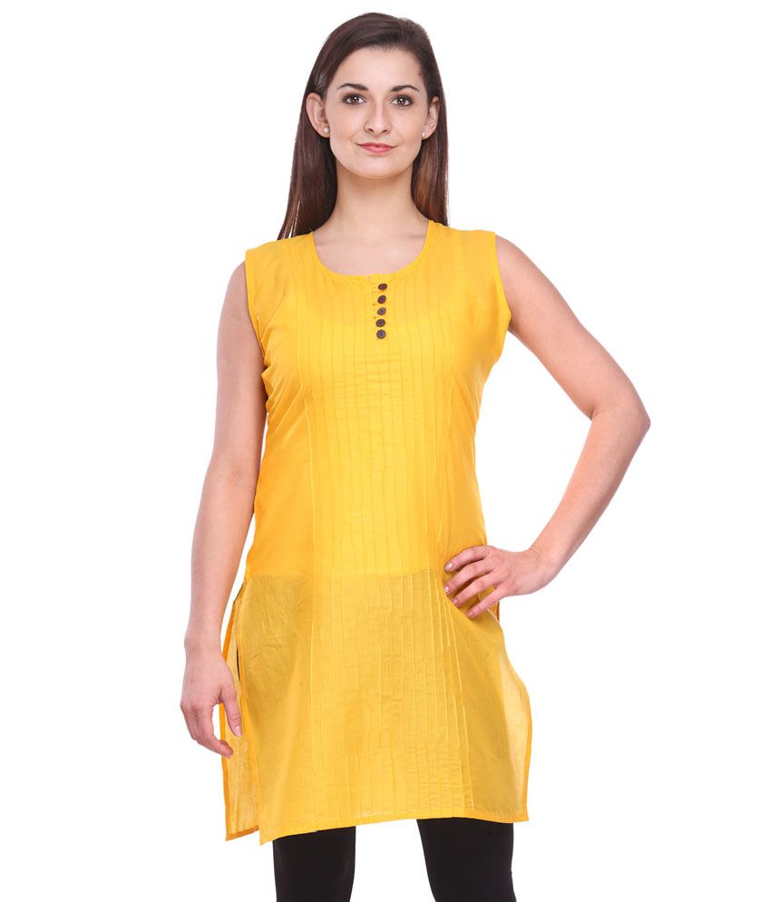 sleeveless yellow kurti