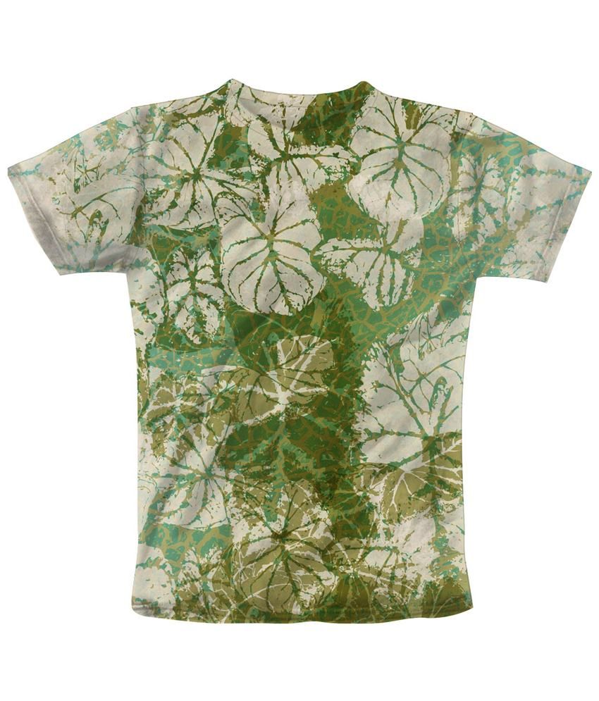 Freecultr Express Light Brown & Green Leaf Print Graphic T Shirt - Buy ...