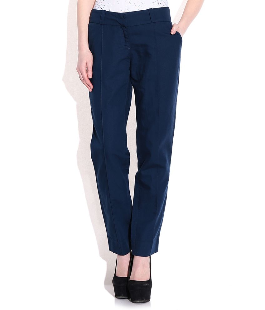 womens navy cotton trousers