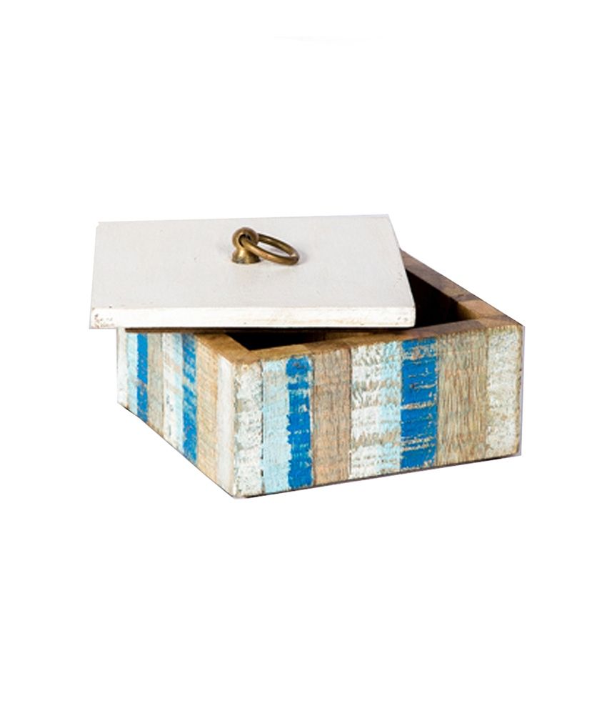 Peacock Life White Wooden Square Storage Box: Buy Peacock Life White ...