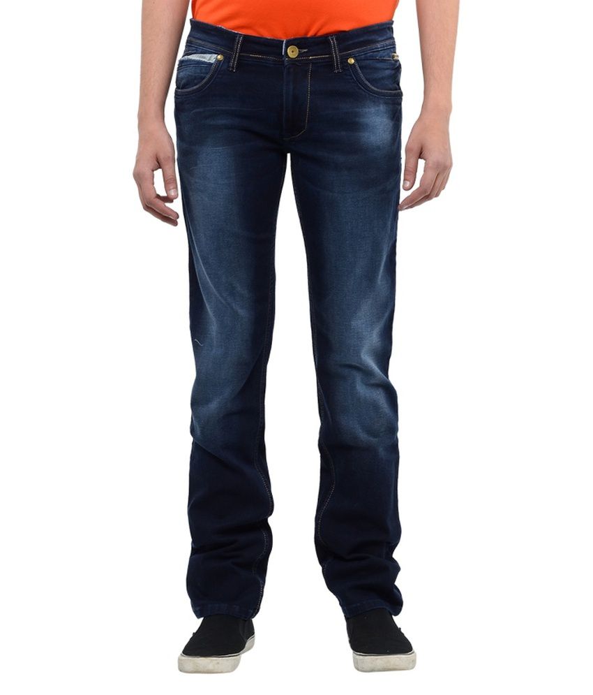Hard Currency Blue Cotton Blend Slim Fit Jeans - Buy Hard Currency Blue ...