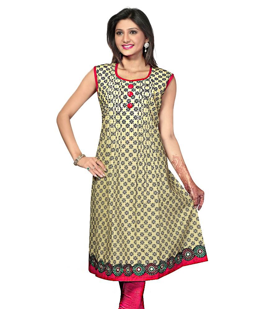 Prem Brand Cotton Designer Kurti Long Embroidery work - Buy Prem Brand ...