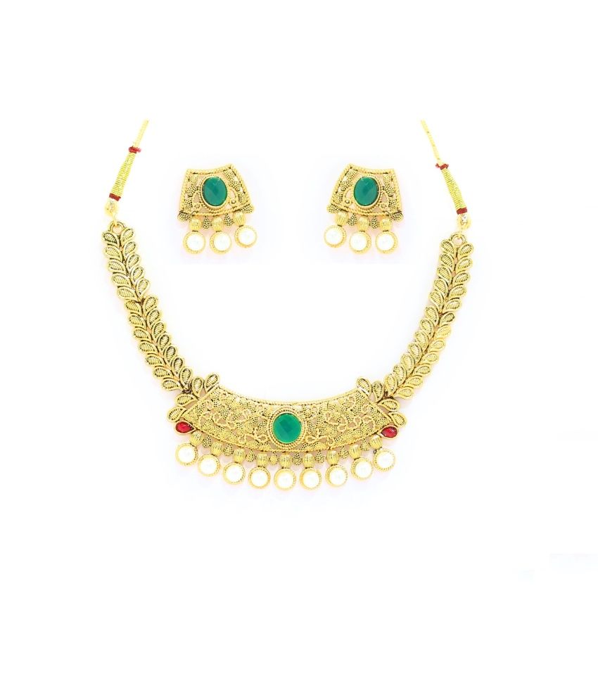 Zaveri Pearls Traditional Carved Necklace Set - Buy Zaveri Pearls Traditional Carved Necklace 
