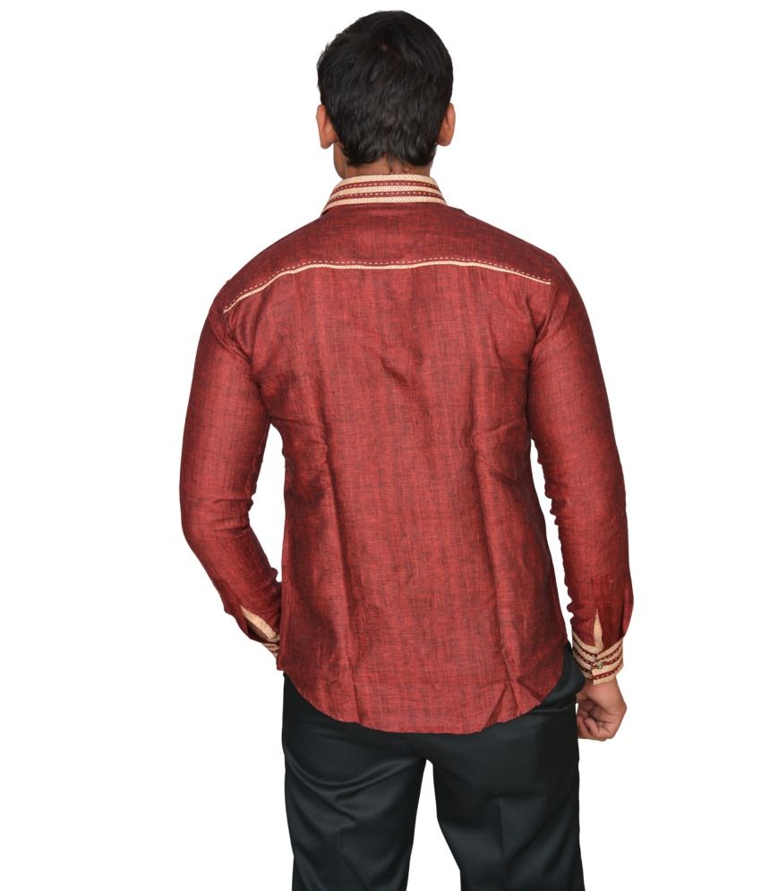 linen maroon shirt